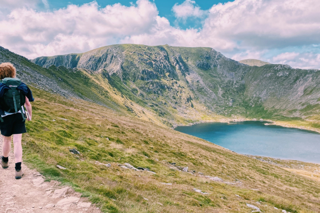 Female hiker walks in Lake District